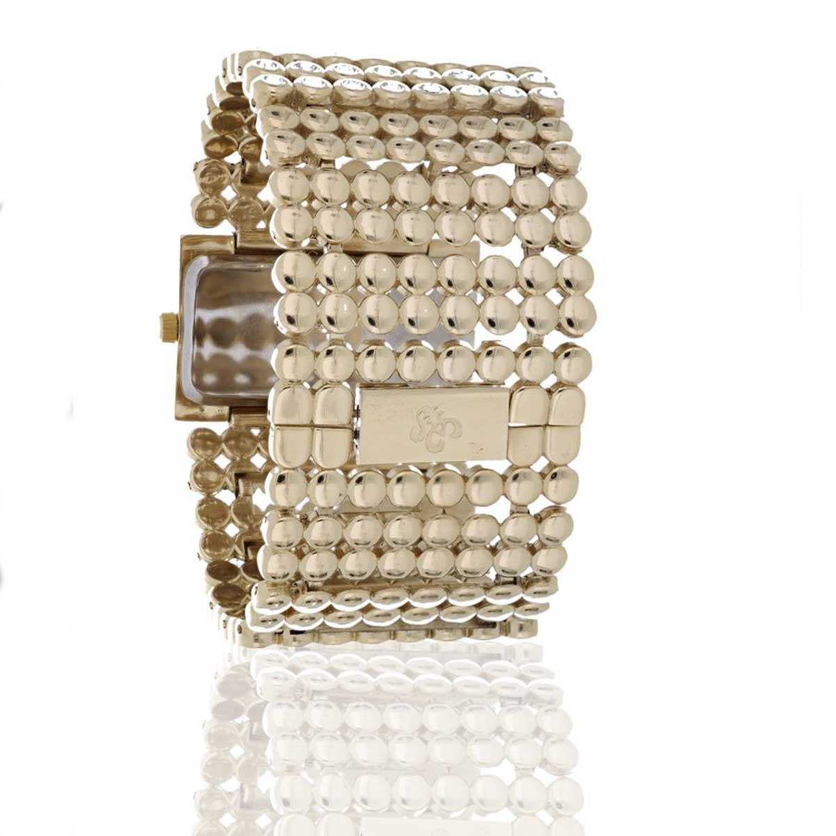 Orologio da donna in acciaio dorato con strass a bracciale  776DW