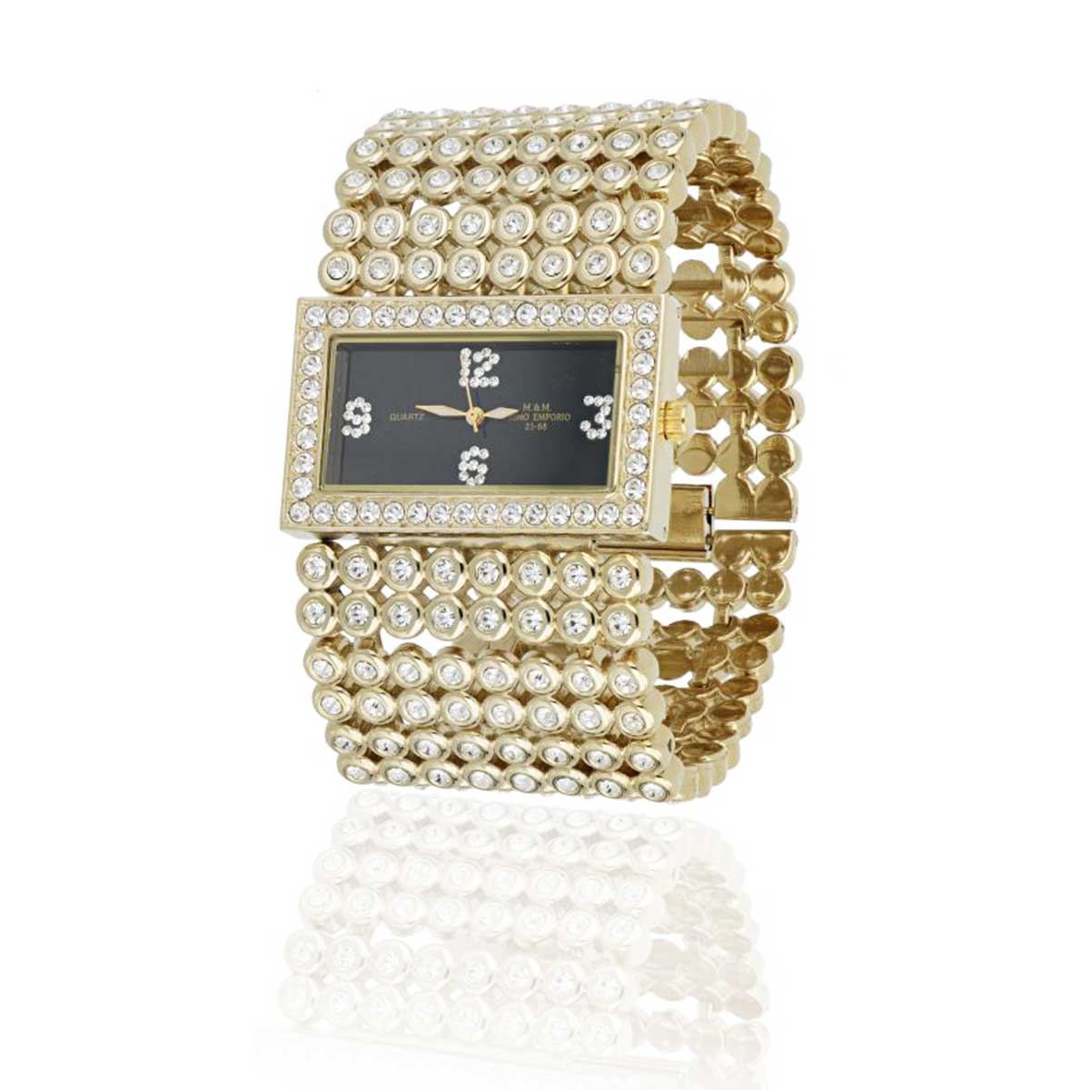 Orologio da donna in acciaio dorato con strass a bracciale 776DN